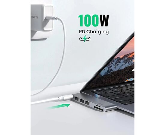 Концентратор Ugreen 2xUSB-C to 3xUSB 3.0 + SD/TF + PD CM251 gray (60560), изображение 6 Концентратор Ugreen 2xUSB-C to 3xUSB 3.0 + SD/TF + PD CM251 gray (60560), изображение 6