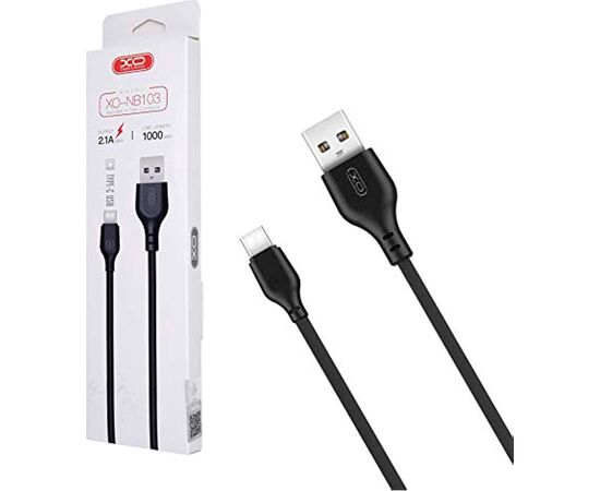 Дата кабель USB 2.0 AM to USB-C 1.0m 2.1A black XO (XO-NB-103-TC-1-BK), изображение 2 Дата кабель USB 2.0 AM to USB-C 1.0m 2.1A black XO (XO-NB-103-TC-1-BK), изображение 2