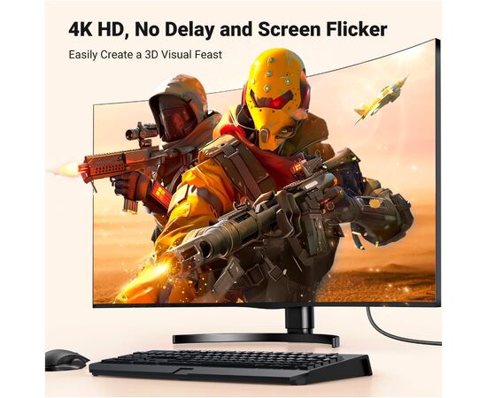 Кабель мультимедийный DisplayPort M to HDMI M 3.0m V2.0 4K30Hz DP125 black Ugreen (35843), изображение 5