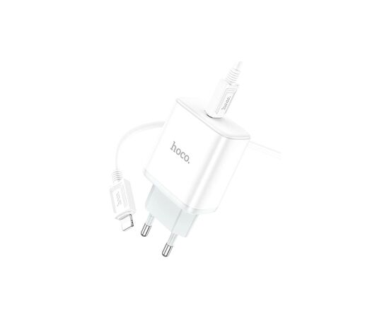Зарядное устройство HOCO C104A USB-C PD20W + cable USB-C to Lightning white (6931474782908), изображение 3