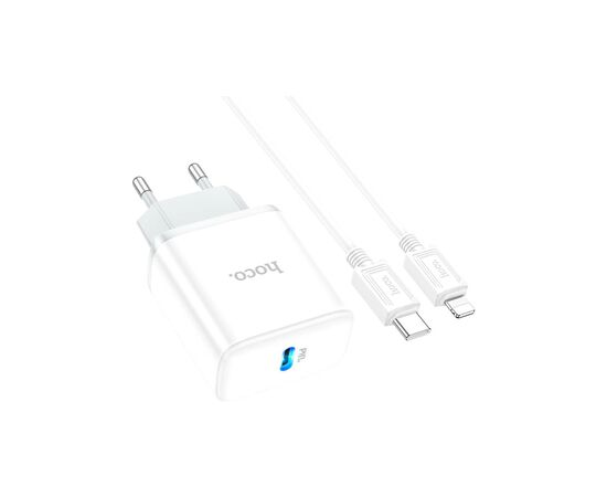 Зарядное устройство HOCO C104A USB-C PD20W + cable USB-C to Lightning white (6931474782908), изображение 5