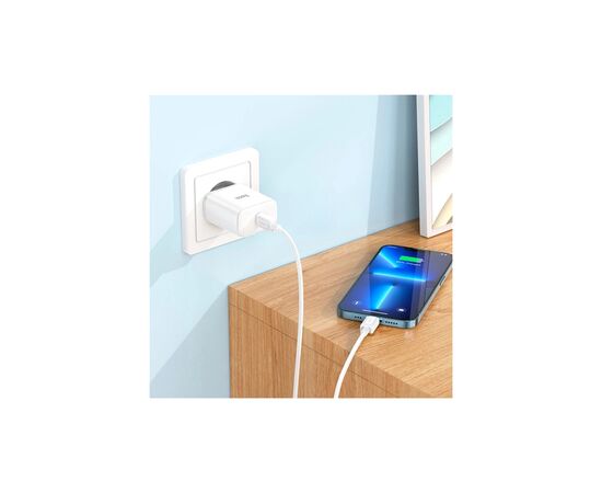 Зарядное устройство HOCO C104A USB-C PD20W + cable USB-C to Lightning white (6931474782908), изображение 7