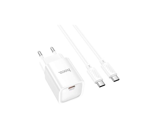Зарядное устройство HOCO C148A USB-C PD30W + cable USB-C to USB-C white (6942007630320), изображение 4