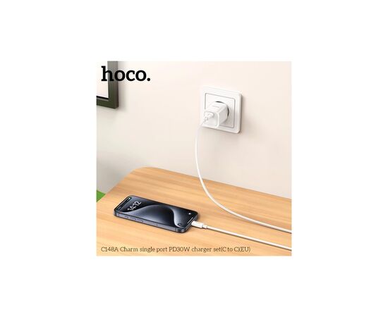 Зарядное устройство HOCO C148A USB-C PD30W + cable USB-C to USB-C white (6942007630320), изображение 8