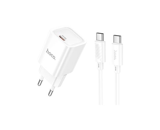 Зарядное устройство HOCO C148A USB-C PD30W + cable USB-C to USB-C white (6942007630320)
