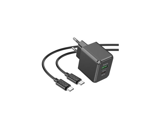 Зарядное устройство HOCO CS14A USB-C PD20W + USB QC3.0 + cable USB-C to USB-C black (6942007603911), изображение 3