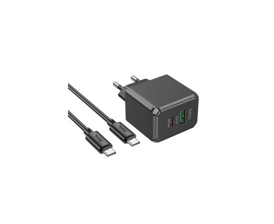 Зарядное устройство HOCO CS14A USB-C PD20W + USB QC3.0 + cable USB-C to USB-C black (6942007603911), изображение 4