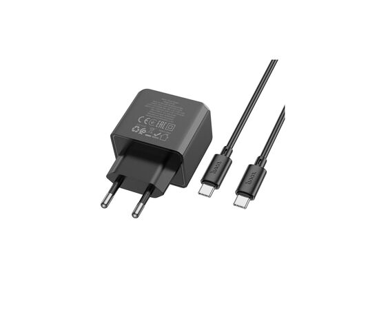 Зарядное устройство HOCO CS14A USB-C PD20W + USB QC3.0 + cable USB-C to USB-C black (6942007603911), изображение 6