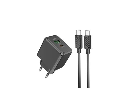 Зарядное устройство HOCO CS14A USB-C PD20W + USB QC3.0 + cable USB-C to USB-C black (6942007603911)