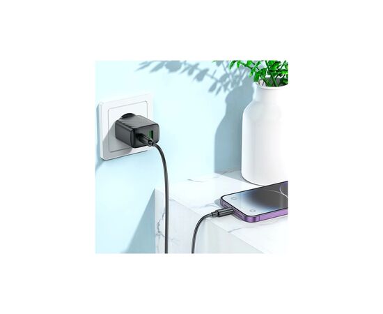 Зарядное устройство HOCO CS23A USB-C PD30W + 1xUSB QC3.0 + cable USB-C to Lightning black (6942007609951), изображение 8