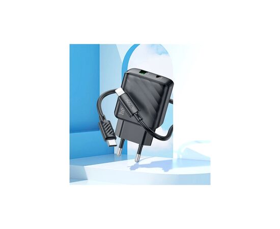 Зарядное устройство HOCO CS23A USB-C PD30W + 1xUSB QC3.0 + cable USB-C to Lightning black (6942007609951), изображение 9