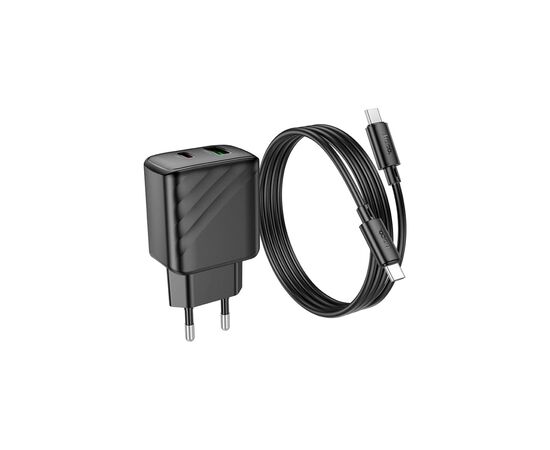 Зарядное устройство HOCO CS23A USB-C PD30W + 1xUSB QC3.0 + cable USB-C to USB-C black (6942007609968), изображение 5 Зарядное устройство HOCO CS23A USB-C PD30W + 1xUSB QC3.0 + cable USB-C to USB-C black (6942007609968), изображение 5