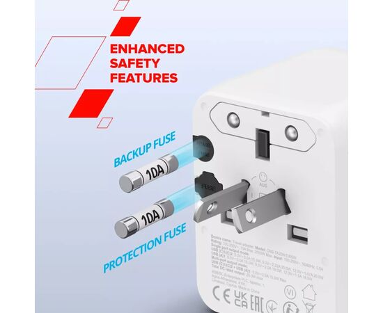 Зарядное устройство Canyon OnTour 20 2xUCB-C + USB-A EU/UK/US/AUS 20W White (CNS-TA20W1005W), изображение 10 Зарядное устройство Canyon OnTour 20 2xUCB-C + USB-A EU/UK/US/AUS 20W White (CNS-TA20W1005W), изображение 10