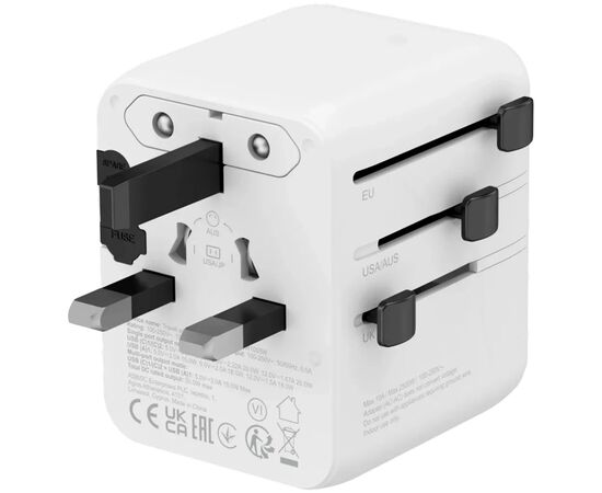 Зарядное устройство Canyon OnTour 20 2xUCB-C + USB-A EU/UK/US/AUS 20W White (CNS-TA20W1005W), изображение 5 Зарядное устройство Canyon OnTour 20 2xUCB-C + USB-A EU/UK/US/AUS 20W White (CNS-TA20W1005W), изображение 5