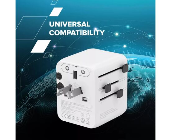 Зарядное устройство Canyon OnTour 20 2xUCB-C + USB-A EU/UK/US/AUS 20W White (CNS-TA20W1005W), изображение 6 Зарядное устройство Canyon OnTour 20 2xUCB-C + USB-A EU/UK/US/AUS 20W White (CNS-TA20W1005W), изображение 6