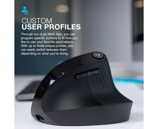 Мышка Jlab JBuds Vertical Ergonomic Wireless Black (IEUMJBERGORBLK82), изображение 11 Мышка Jlab JBuds Vertical Ergonomic Wireless Black (IEUMJBERGORBLK82), изображение 11