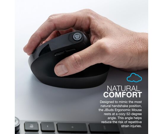 Мышка Jlab JBuds Vertical Ergonomic Wireless Black (IEUMJBERGORBLK82), изображение 7 Мышка Jlab JBuds Vertical Ergonomic Wireless Black (IEUMJBERGORBLK82), изображение 7