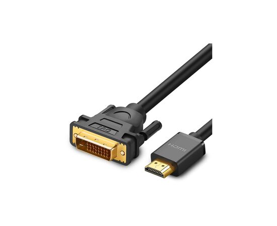 Кабель мультимедийный HDMI M to DVI M 3.0m HD106 black Ugreen (10136), изображение 2 Кабель мультимедийный HDMI M to DVI M 3.0m HD106 black Ugreen (10136), изображение 2