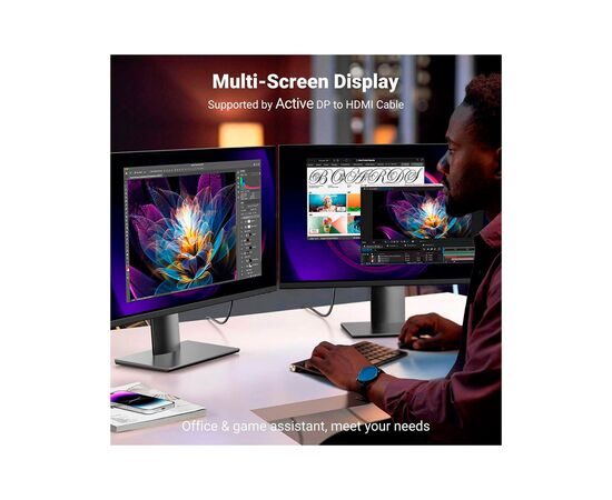 Кабель мультимедийный DisplayPort M to HDMI M 1.0m V2.0 4K60Hz DP119 black Ugreen (15773), изображение 9 Кабель мультимедийный DisplayPort M to HDMI M 1.0m V2.0 4K60Hz DP119 black Ugreen (15773), изображение 9