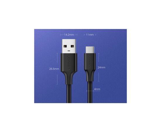 Дата кабель USB 2.0 AM to USB-C 0.25m 3A US287 black Ugreen (60114), изображение 3 Дата кабель USB 2.0 AM to USB-C 0.25m 3A US287 black Ugreen (60114), изображение 3