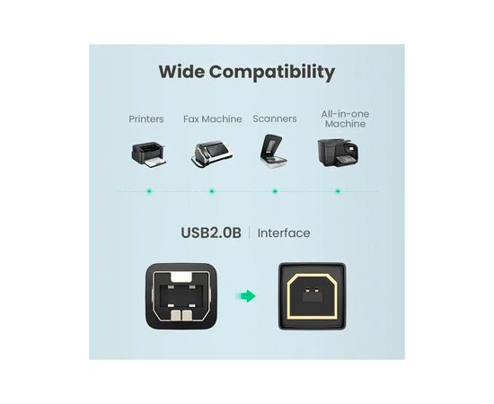 Кабель для принтера USB 2.0 AM/BM 3.0m US135 black Ugreen (10351), изображение 4 Кабель для принтера USB 2.0 AM/BM 3.0m US135 black Ugreen (10351), изображение 4