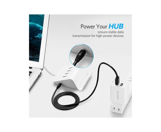 Кабель питания USB to DC 3.5mm 5V 1.0m black Ugreen (10376), изображение 5 Кабель питания USB to DC 3.5mm 5V 1.0m black Ugreen (10376), изображение 5