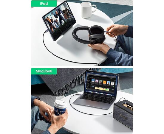 Кабель мультимедийный USB-C to 3.5mm M 1.0m CM450 Ugreen (20192), изображение 8 Кабель мультимедийный USB-C to 3.5mm M 1.0m CM450 Ugreen (20192), изображение 8