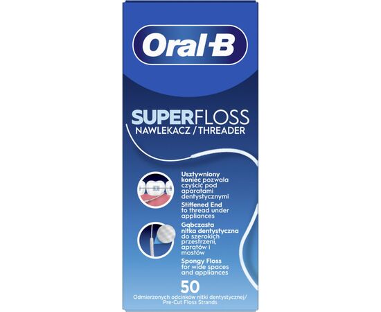 Зубна нитка Oral-B SuperFloss 50 шт. (8700216538961), зображення 2 Зубна нитка Oral-B SuperFloss 50 шт. (8700216538961), зображення 2
