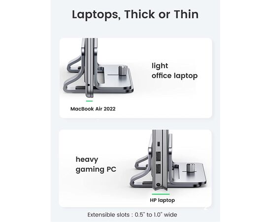 Подставка для ноутбука Ugreen LP258 Vertical Laptop Stand Silver (20471), изображение 5 Подставка для ноутбука Ugreen LP258 Vertical Laptop Stand Silver (20471), изображение 5