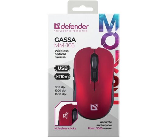 Мишка Defender Gassa MM-105 Wireless Red (52103), зображення 6 Мишка Defender Gassa MM-105 Wireless Red (52103), зображення 6