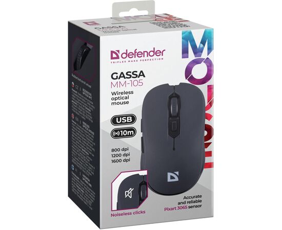 Мишка Defender Gassa MM-105 Wireless Black (52105), зображення 3 Мишка Defender Gassa MM-105 Wireless Black (52105), зображення 3