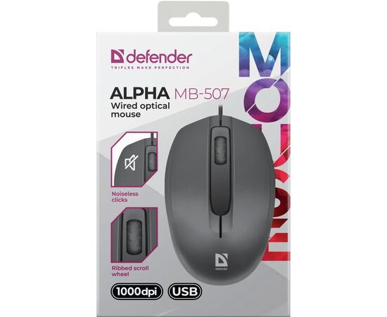 Мишка Defender Alpha MB-507 USB Black (52507), зображення 3 Мишка Defender Alpha MB-507 USB Black (52507), зображення 3