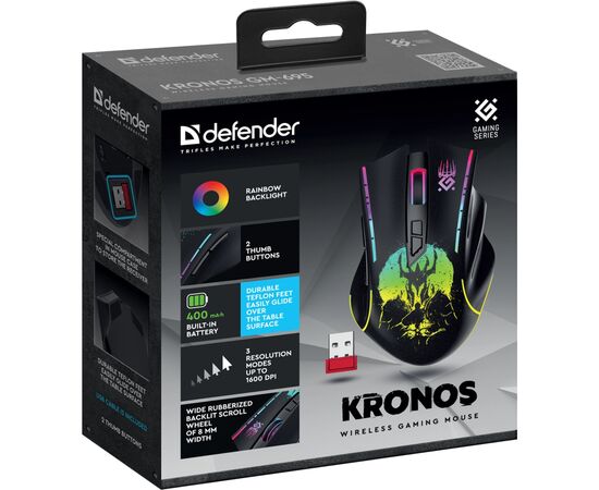 Мишка Defender Kronos GM-695 Wireless Black (52695), зображення 9 Мишка Defender Kronos GM-695 Wireless Black (52695), зображення 9