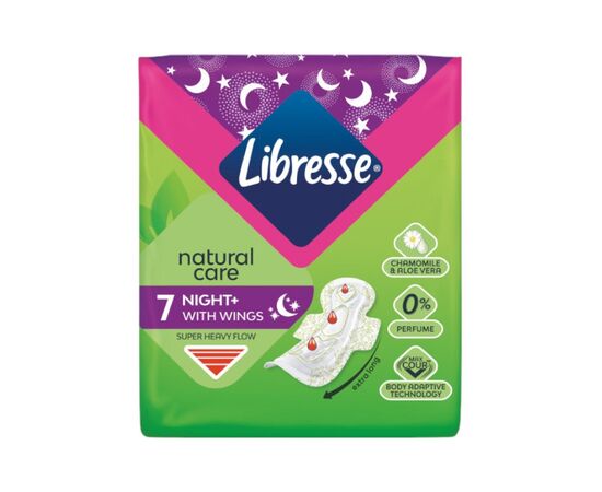 Гигиенические прокладки Libresse Natural Care Night 7 шт. (7322540611236), изображение 2 Гигиенические прокладки Libresse Natural Care Night 7 шт. (7322540611236), изображение 2