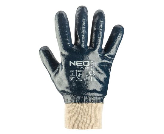 Защитные перчатки Neo Tools рабочие, хлопок с полным нитриловым покрытием, p. 9 (97-630-9), изображение 2 Защитные перчатки Neo Tools рабочие, хлопок с полным нитриловым покрытием, p. 9 (97-630-9), изображение 2