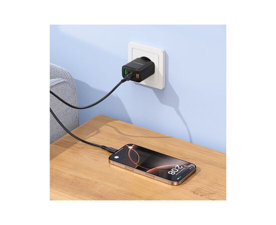 Зарядное устройство BOROFONE BA98A 2xUSB-C PD30W + 1xUSB 18W digital display black (6941991120510), изображение 8 Зарядное устройство BOROFONE BA98A 2xUSB-C PD30W + 1xUSB 18W digital display black (6941991120510), изображение 8