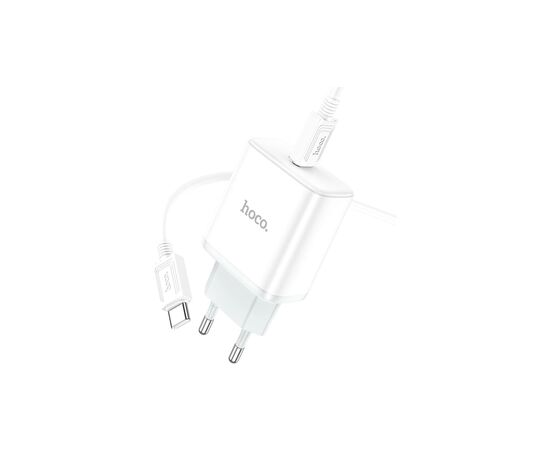 Зарядное устройство HOCO C104A USB-C PD20W + cable USB-C to USB-C white (6931474782915), изображение 4