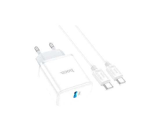 Зарядное устройство HOCO C104A USB-C PD20W + cable USB-C to USB-C white (6931474782915), изображение 6