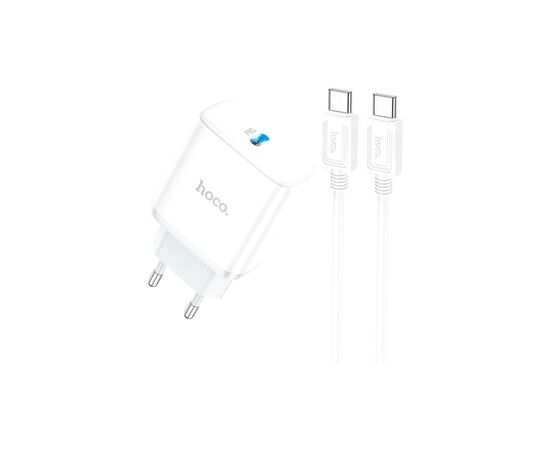 Зарядное устройство HOCO C104A USB-C PD20W + cable USB-C to USB-C white (6931474782915)