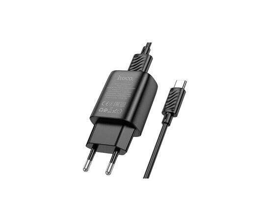 Зарядное устройство HOCO C134A USB + cable USB to USB-C 2.4A black (6942007621359), изображение 3 Зарядное устройство HOCO C134A USB + cable USB to USB-C 2.4A black (6942007621359), изображение 3