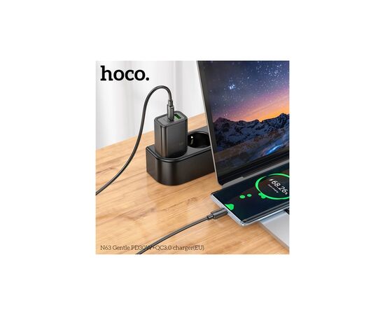 Зарядное устройство HOCO N63 USB-C PD30W + USB QC3.0 black (6942007644358), изображение 3 Зарядное устройство HOCO N63 USB-C PD30W + USB QC3.0 black (6942007644358), изображение 3