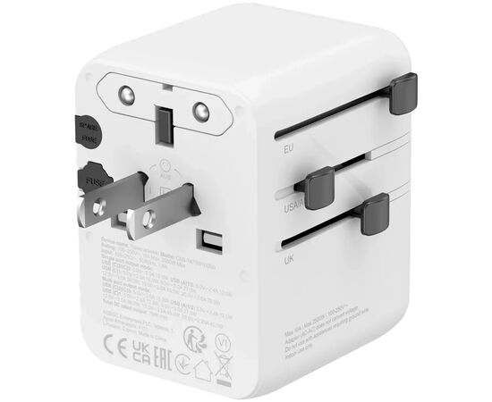 Зарядное устройство Canyon OnTour 70 3xUSB-C + 2xUSB-A EU/UK/US/AUS 70W White (CNS-TA70W1006W), изображение 5 Зарядное устройство Canyon OnTour 70 3xUSB-C + 2xUSB-A EU/UK/US/AUS 70W White (CNS-TA70W1006W), изображение 5