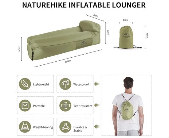 Матрас надувной Naturehike Ламзак NH20FCD06 оливковий (6927595777053), изображение 4 Матрас надувной Naturehike Ламзак NH20FCD06 оливковий (6927595777053), изображение 4