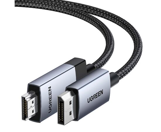 Кабель мультимедийный DisplayPort M to HDMI M 2.0m V2.0 4K60Hz DP119 black Ugreen (15774), изображение 2 Кабель мультимедийный DisplayPort M to HDMI M 2.0m V2.0 4K60Hz DP119 black Ugreen (15774), изображение 2