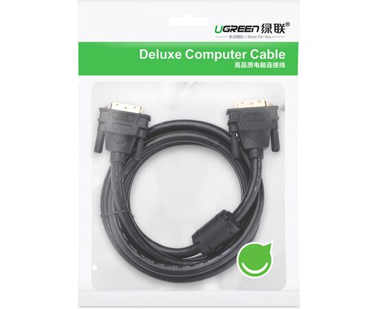 Кабель мультимедийный DVI M to DVI M 1.5m 24+1pin DV101 black Ugreen (11606), изображение 2 Кабель мультимедийный DVI M to DVI M 1.5m 24+1pin DV101 black Ugreen (11606), изображение 2
