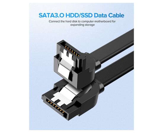 Кабель для передачи данных SATA 3 Data Cable 0.5m 90° corner US217 Black Ugreen (30797), изображение 2 Кабель для передачи данных SATA 3 Data Cable 0.5m 90° corner US217 Black Ugreen (30797), изображение 2