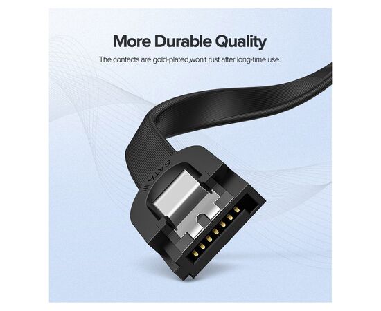 Кабель для передачи данных SATA 3 Data Cable 0.5m 90° corner US217 Black Ugreen (30797), изображение 3 Кабель для передачи данных SATA 3 Data Cable 0.5m 90° corner US217 Black Ugreen (30797), изображение 3