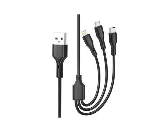 Дата кабель USB 2.0 AM to Lightning + Micro 5P + USB-C 3A black XO (CB-23U3-BK) Дата кабель USB 2.0 AM to Lightning + Micro 5P + USB-C 3A black XO (CB-23U3-BK)