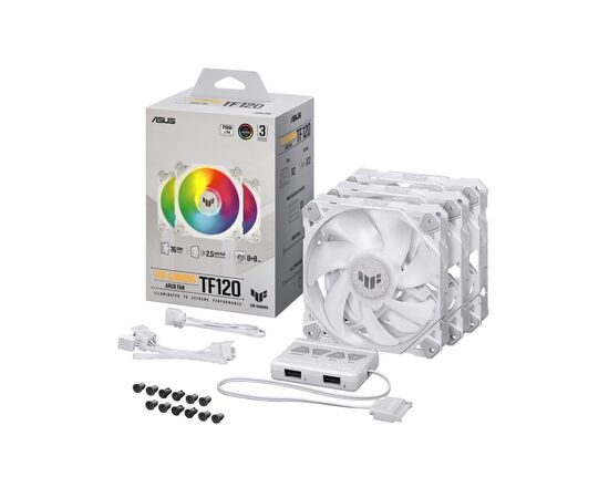 Кулер для корпуса ASUS TUF Gaming TF120 ARGB 3IN1 White (90DA0033-B09030), изображение 9 Кулер для корпуса ASUS TUF Gaming TF120 ARGB 3IN1 White (90DA0033-B09030), изображение 9