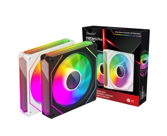 Кулер для корпуса Zezzio PRISM 6 Pro ARGB White, изображение 6 Кулер для корпуса Zezzio PRISM 6 Pro ARGB White, изображение 6